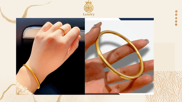 vòng tay trơn vàng 18k 1 chỉ Luxelry